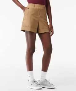 Lacoste Golf>Damen Sport Golf-Bermudas Aus Taft Mit Stretch Beige Cb8