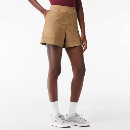 Lacoste Golf>Damen Sport Golf-Bermudas Aus Taft Mit Stretch Beige Cb8