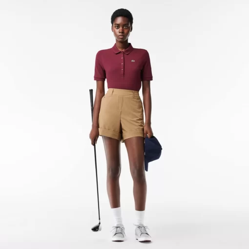 Lacoste Golf>Damen Sport Golf-Bermudas Aus Taft Mit Stretch Beige Cb8