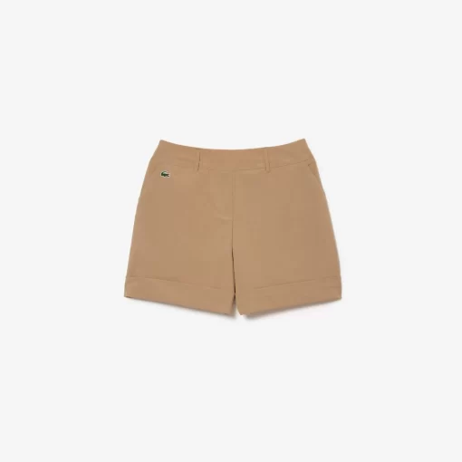 Lacoste Golf>Damen Sport Golf-Bermudas Aus Taft Mit Stretch Beige Cb8