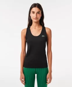 Lacoste Fitnessstudio & Training>Damen Sport Tank-Top Mit Rippmuster Schwarz 031