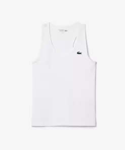 Lacoste Sportbekleidung>Damen Sport Tank-Top Mit Rippmuster Weis 001