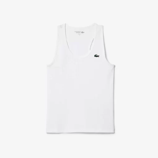 Lacoste Sportbekleidung>Damen Sport Tank-Top Mit Rippmuster Weis 001