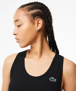 Lacoste Fitnessstudio & Training>Damen Sport Tank-Top Mit Rippmuster Schwarz 031