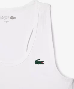 Lacoste Sportbekleidung>Damen Sport Tank-Top Mit Rippmuster Weis 001