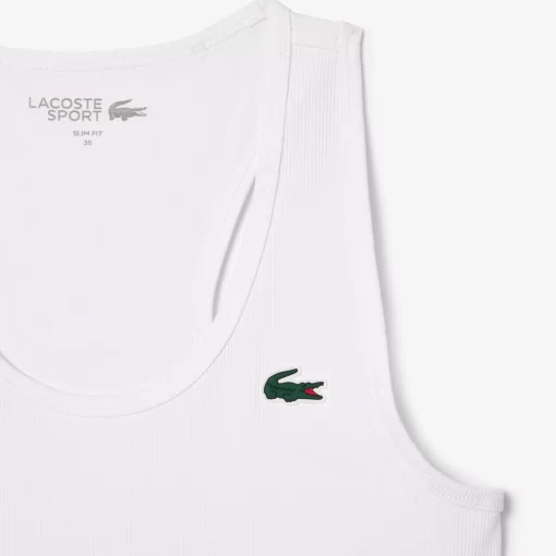 Lacoste Sportbekleidung>Damen Sport Tank-Top Mit Rippmuster Weis 001