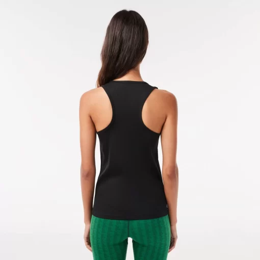 Lacoste Fitnessstudio & Training>Damen Sport Tank-Top Mit Rippmuster Schwarz 031