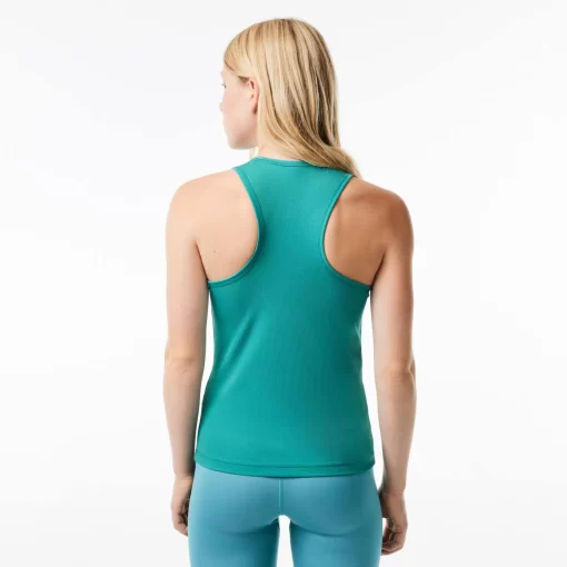 Lacoste Fitnessstudio & Training>Damen Sport Tank-Top Mit Rippmuster Blau Si0