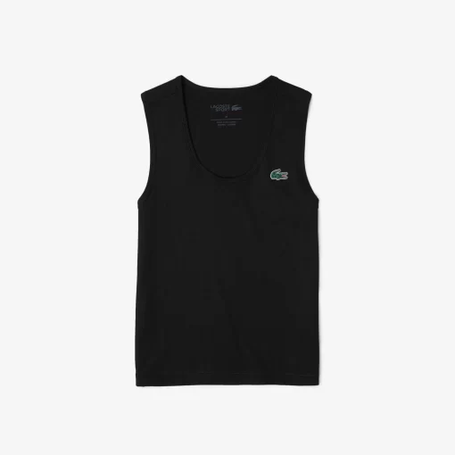 Lacoste Fitnessstudio & Training>Damen Sport Tank-Top Mit Rippmuster Schwarz 031