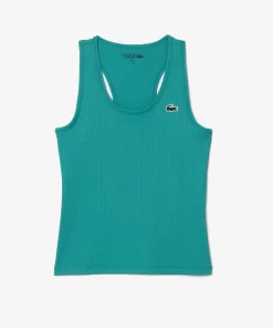 Lacoste Fitnessstudio & Training>Damen Sport Tank-Top Mit Rippmuster Blau Si0