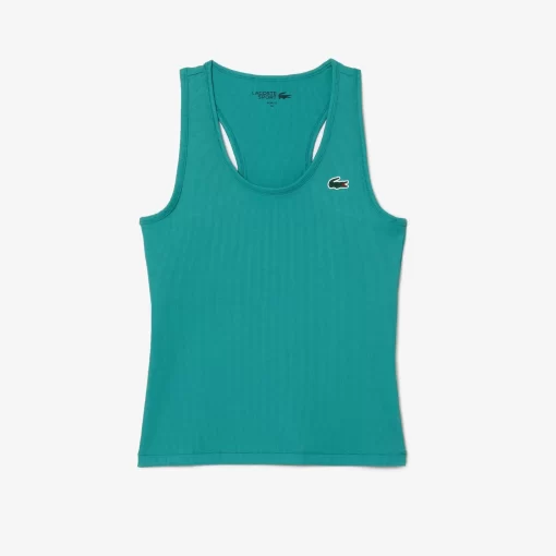 Lacoste Fitnessstudio & Training>Damen Sport Tank-Top Mit Rippmuster Blau Si0