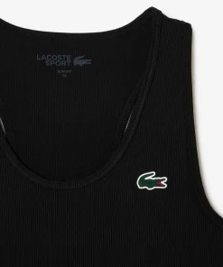 Lacoste Fitnessstudio & Training>Damen Sport Tank-Top Mit Rippmuster Schwarz 031