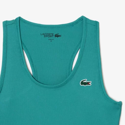 Lacoste Fitnessstudio & Training>Damen Sport Tank-Top Mit Rippmuster Blau Si0