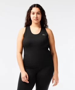 Lacoste Fitnessstudio & Training>Damen Sport Tank-Top Mit Rippmuster Schwarz 031