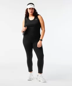 Lacoste Fitnessstudio & Training>Damen Sport Tank-Top Mit Rippmuster Schwarz 031