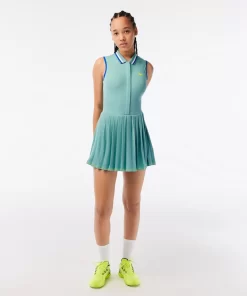 Lacoste Tennis>Damen Sport Tennis-Kleid Mit Eingearbeiteten Shorts Grun / Hellgrun Qyi