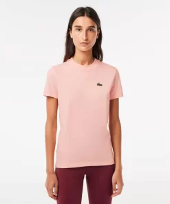 Lacoste Sportbekleidung>Damen Sport T-Shirt Aus Bio-Baumwolljersey Rosa Sfi