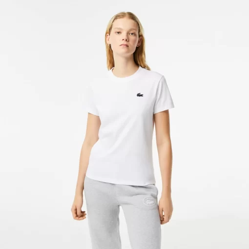 Lacoste Fitnessstudio & Training>Damen Sport T-Shirt Aus Bio-Baumwolljersey Weis 001