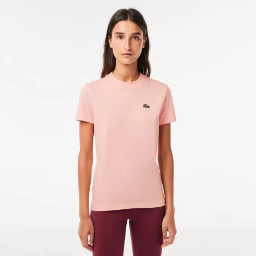 Lacoste Sportbekleidung>Damen Sport T-Shirt Aus Bio-Baumwolljersey Rosa Sfi