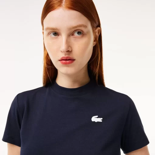 Lacoste Fitnessstudio & Training>Damen Sport T-Shirt Aus Bio-Baumwolljersey Navy Blau 166