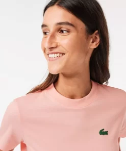 Lacoste Sportbekleidung>Damen Sport T-Shirt Aus Bio-Baumwolljersey Rosa Sfi