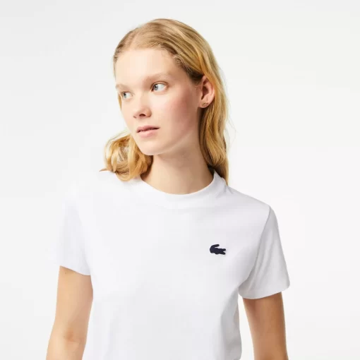 Lacoste Fitnessstudio & Training>Damen Sport T-Shirt Aus Bio-Baumwolljersey Weis 001