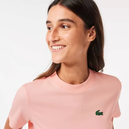 Lacoste Sportbekleidung>Damen Sport T-Shirt Aus Bio-Baumwolljersey Rosa Sfi