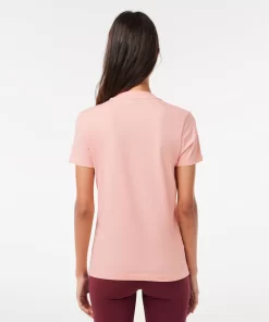 Lacoste Sportbekleidung>Damen Sport T-Shirt Aus Bio-Baumwolljersey Rosa Sfi