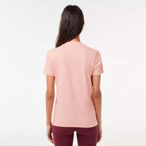 Lacoste Sportbekleidung>Damen Sport T-Shirt Aus Bio-Baumwolljersey Rosa Sfi