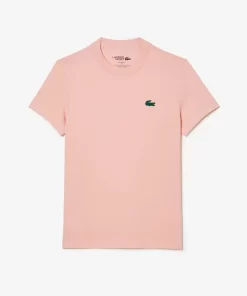 Lacoste Sportbekleidung>Damen Sport T-Shirt Aus Bio-Baumwolljersey Rosa Sfi