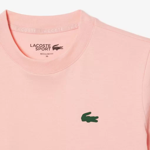 Lacoste Sportbekleidung>Damen Sport T-Shirt Aus Bio-Baumwolljersey Rosa Sfi