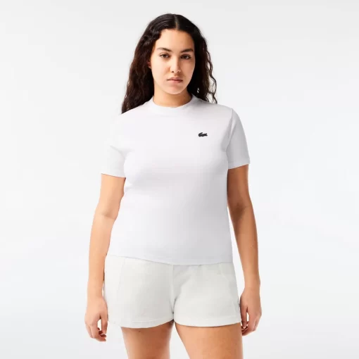 Lacoste Fitnessstudio & Training>Damen Sport T-Shirt Aus Bio-Baumwolljersey Weis 001