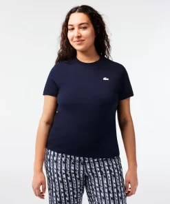 Lacoste Fitnessstudio & Training>Damen Sport T-Shirt Aus Bio-Baumwolljersey Navy Blau 166