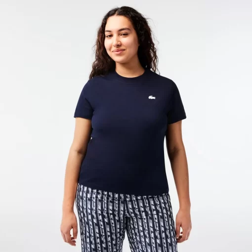 Lacoste Fitnessstudio & Training>Damen Sport T-Shirt Aus Bio-Baumwolljersey Navy Blau 166