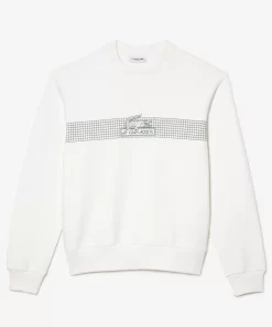 Lacoste Sweatshirts>Damen Sweatshirt Mit Rundhals Und Tennisnetz-Aufdruck Weis 70V