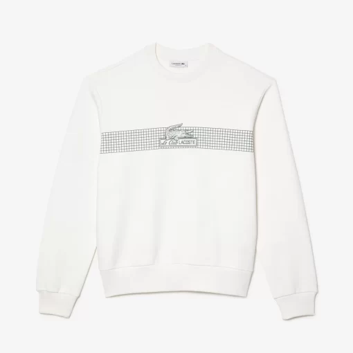 Lacoste Sweatshirts>Damen Sweatshirt Mit Rundhals Und Tennisnetz-Aufdruck Weis 70V