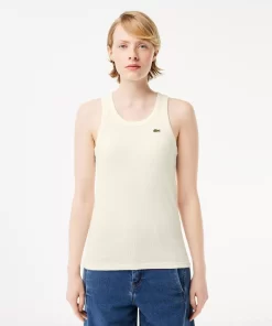 Lacoste T-Shirts>Damen Tank Top Aus Bio-Baumwolle Weis 70V