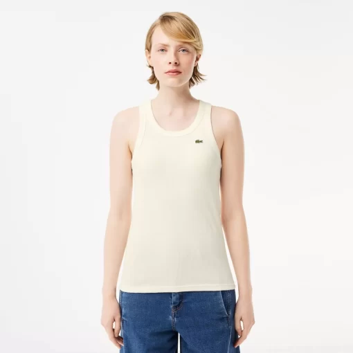 Lacoste T-Shirts>Damen Tank Top Aus Bio-Baumwolle Weis 70V