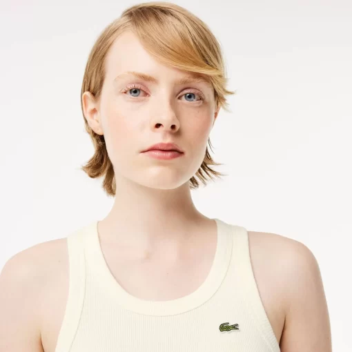 Lacoste T-Shirts>Damen Tank Top Aus Bio-Baumwolle Weis 70V