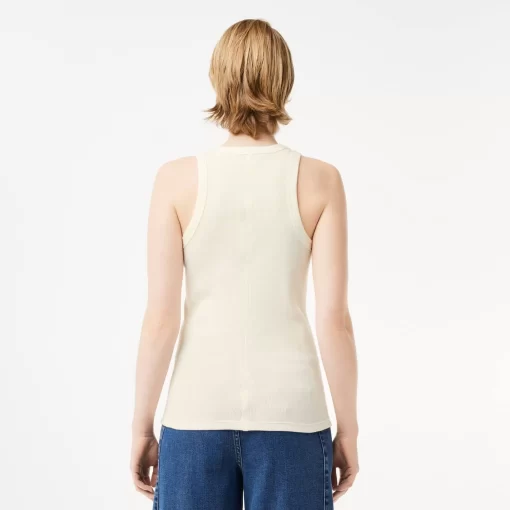 Lacoste T-Shirts>Damen Tank Top Aus Bio-Baumwolle Weis 70V