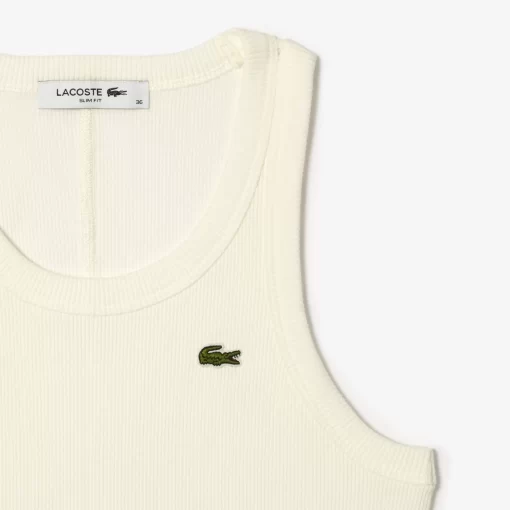 Lacoste T-Shirts>Damen Tank Top Aus Bio-Baumwolle Weis 70V