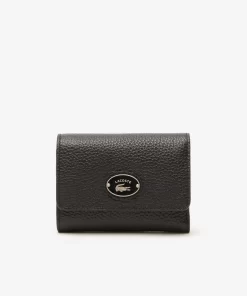 Lacoste Geldbörsen & Kleinlederwaren>Damen Top Brieftasche Aus Genarbtem Leder Black 000