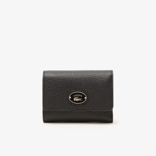 Lacoste Geldbörsen & Kleinlederwaren>Damen Top Brieftasche Aus Genarbtem Leder Black 000