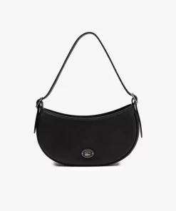 Lacoste Crossbody Taschen>Damen Top Halbmond-Tasche Aus Genarbtem Leder Black 000