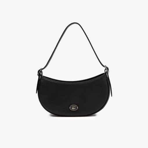 Lacoste Crossbody Taschen>Damen Top Halbmond-Tasche Aus Genarbtem Leder Black 000