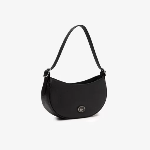 Lacoste Crossbody Taschen>Damen Top Halbmond-Tasche Aus Genarbtem Leder Black 000