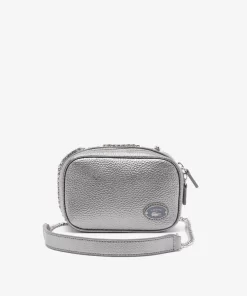 Lacoste Crossbody Taschen>Damen Top Schultertasche Aus Genarbtem Leder Gunmetal M37