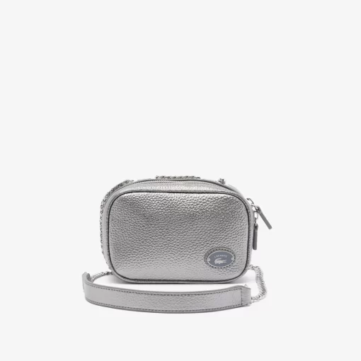 Lacoste Crossbody Taschen>Damen Top Schultertasche Aus Genarbtem Leder Gunmetal M37