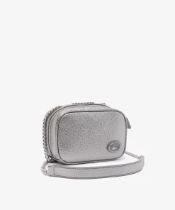 Lacoste Crossbody Taschen>Damen Top Schultertasche Aus Genarbtem Leder Gunmetal M37