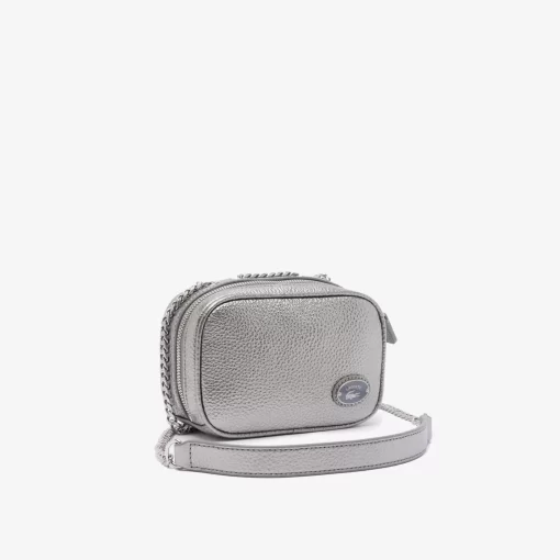 Lacoste Crossbody Taschen>Damen Top Schultertasche Aus Genarbtem Leder Gunmetal M37